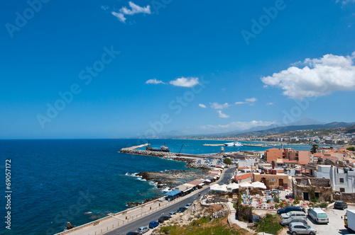 View of Rethymno city from Fortezza on Crete, Greece.