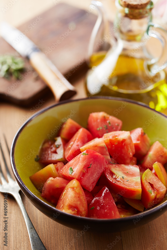Bowl of raw tomato salad Bowl of raw tomato salad