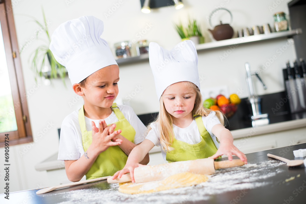 happy children kids family preparing funny cake kitchen at home happy children kids family preparing funny cake kitchen at home
