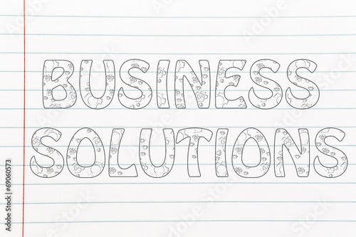 business solution writing with glowing gearwheels pattern