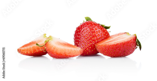 Fotografía Several sliced strawberries isolated
