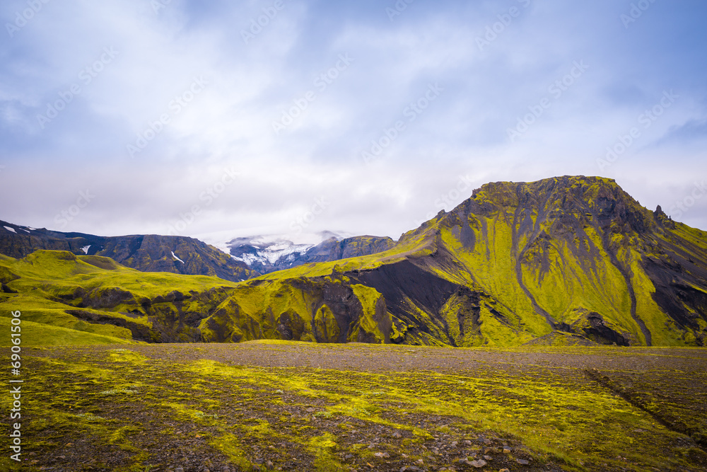 Panorama of Icelandic mountains