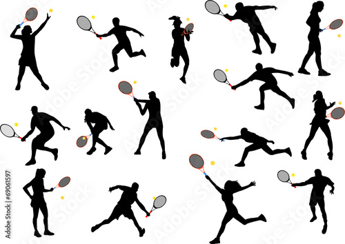 illustration of tennis players - vector