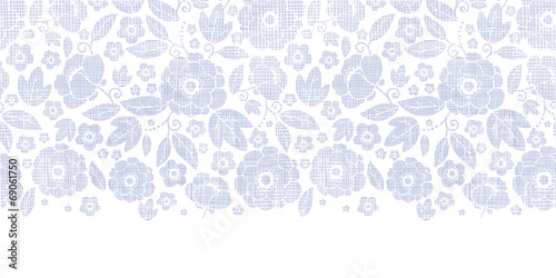 Purple textile flowers texture horizontal seamless pattern