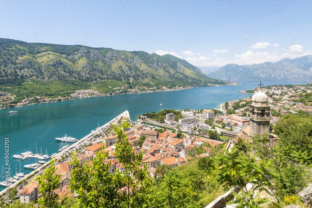 View of the old Kotor Fjord and south. Montenegro