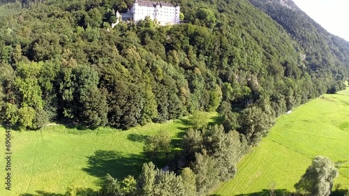 Historic Castle in the Mountains - Aerial Flight photo