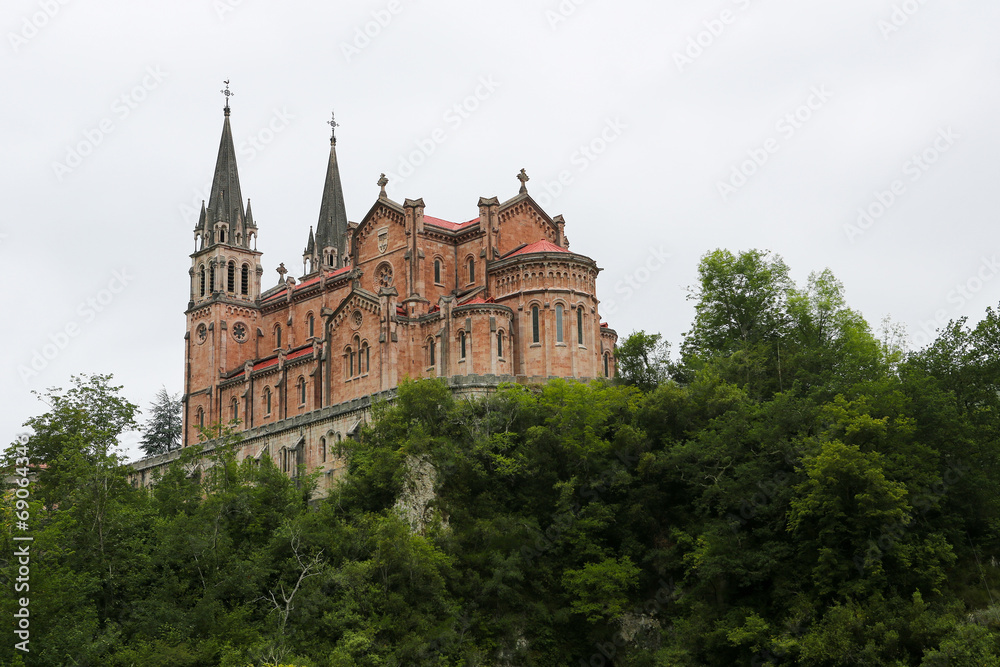 Famous basilica of Covadonga in Asturias, Spain