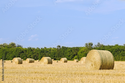 Straw bales at sunset