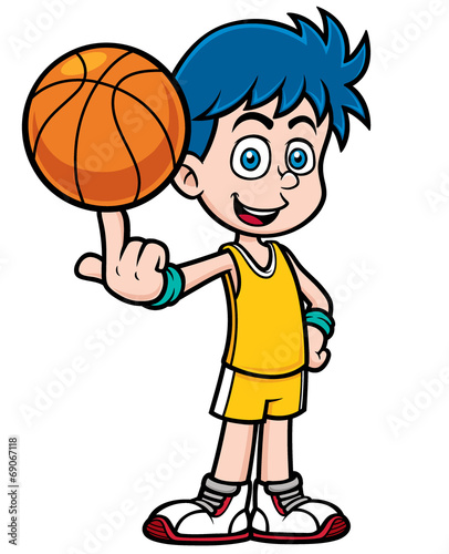 Vector illustration of cartoon basketball player