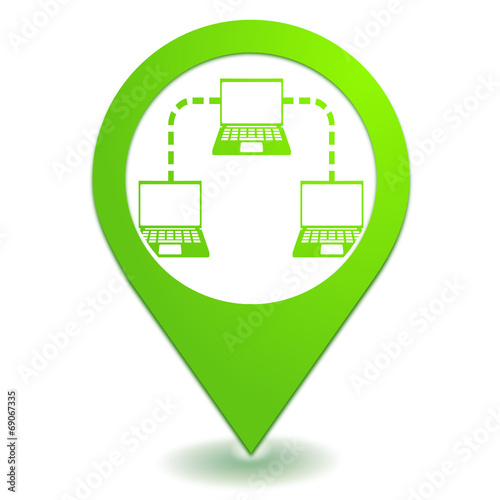 réseau informatique sur symbole localisation vert
