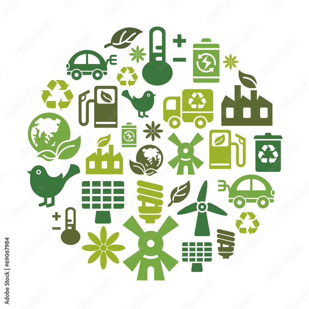 Environmental Protection Icons in Circle Shape Environmental Protection Icons in Circle Shape