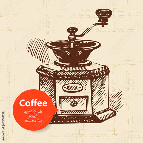 Hand drawn vintage coffee background