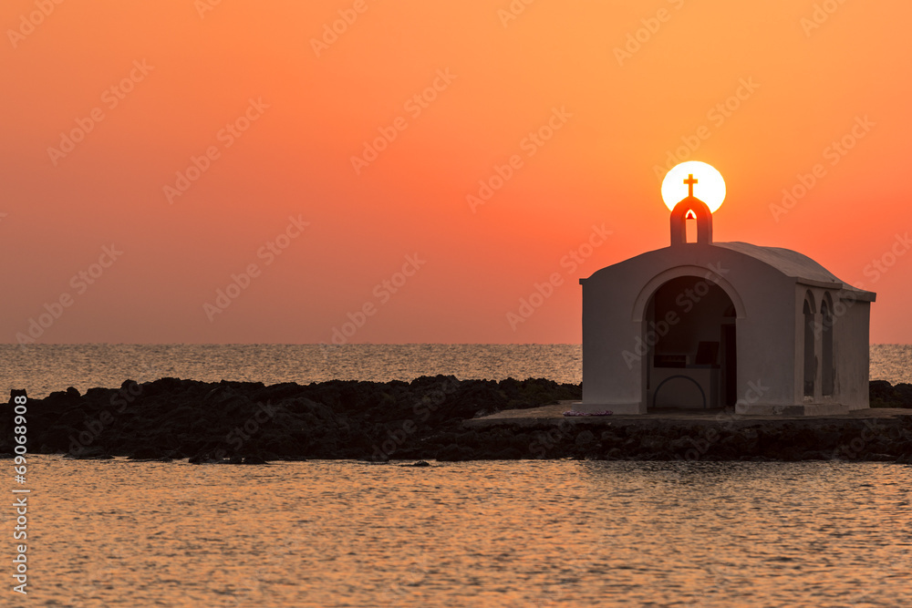 Church Silhouette In Greece - obrazy, fototapety, plakaty 