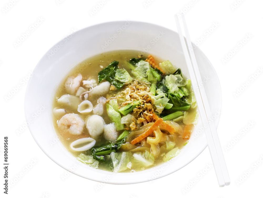 Noodles in Thick Gravy with Seafood - Thai Food