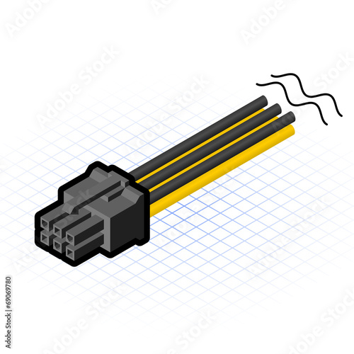 Isometric 6 Pin Connector Vector Illustration