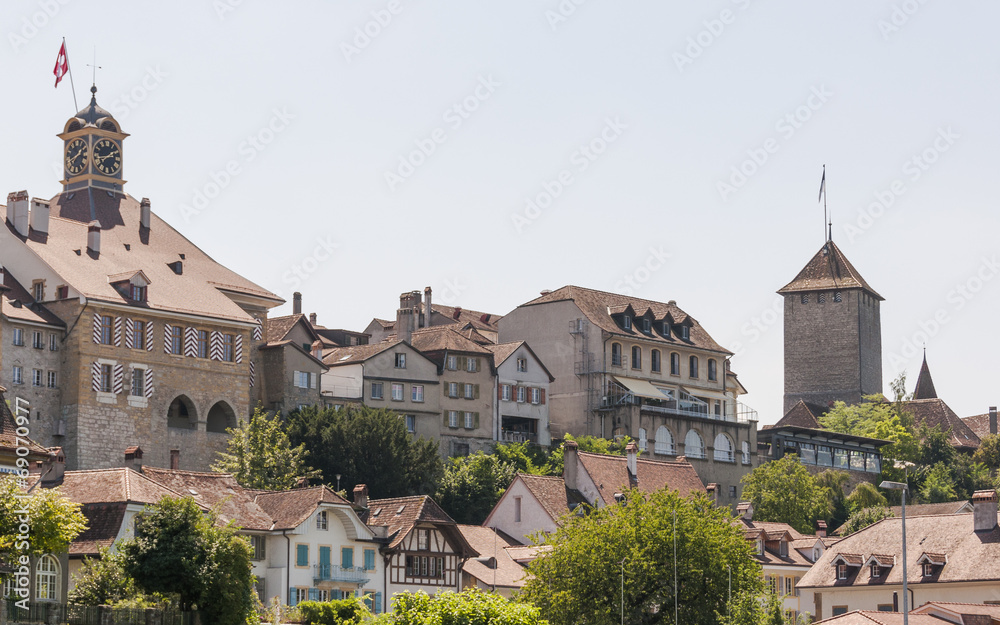Murten, historische Altstadt, Schloss, Rathaus, Schweiz