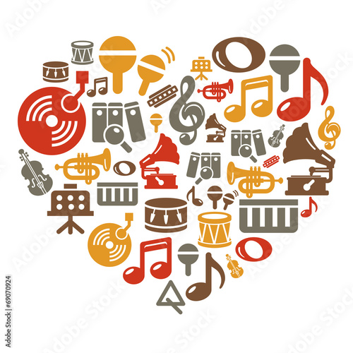 Music Icons in Heart Shape