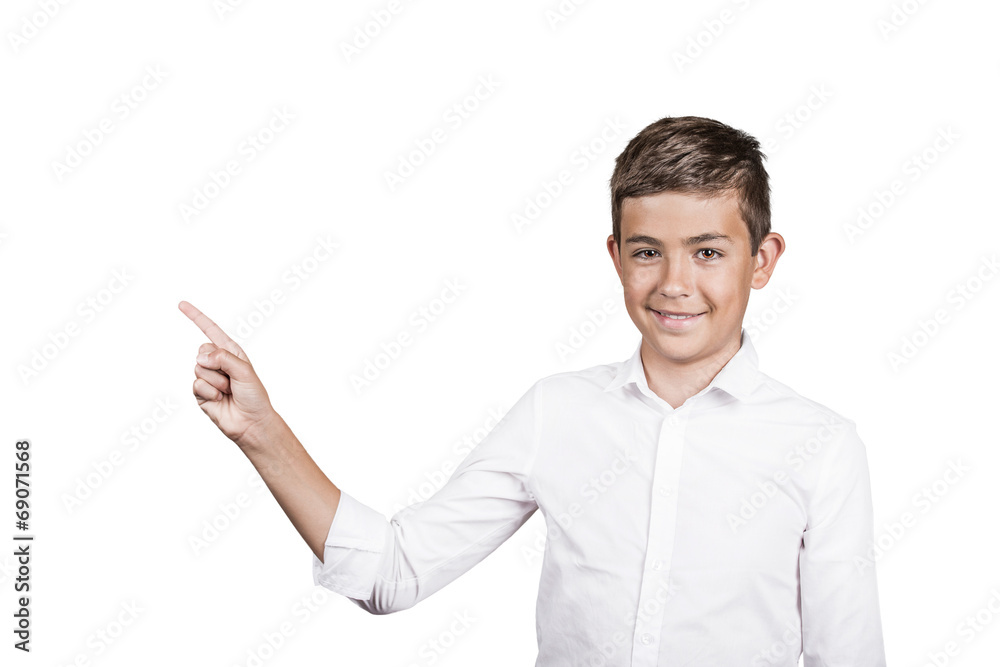Portrait Young man pointing presenting copy space advertisement Portrait Young man pointing presenting copy space advertisement