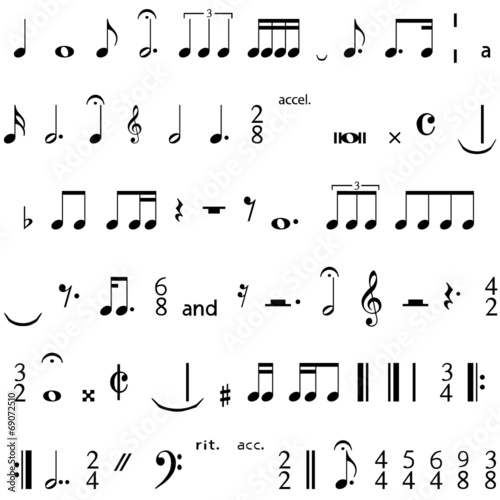 Illustrated Musical Notes Icon Set