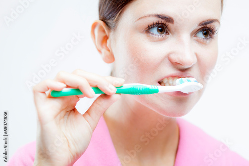 Woman with toothbrush  dental care