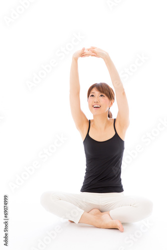 young asian woman exercise image on white background