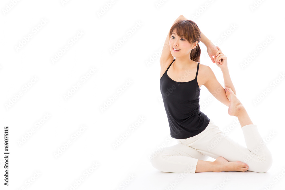 young asian woman exercise image on white background young asian woman exercise image on white background