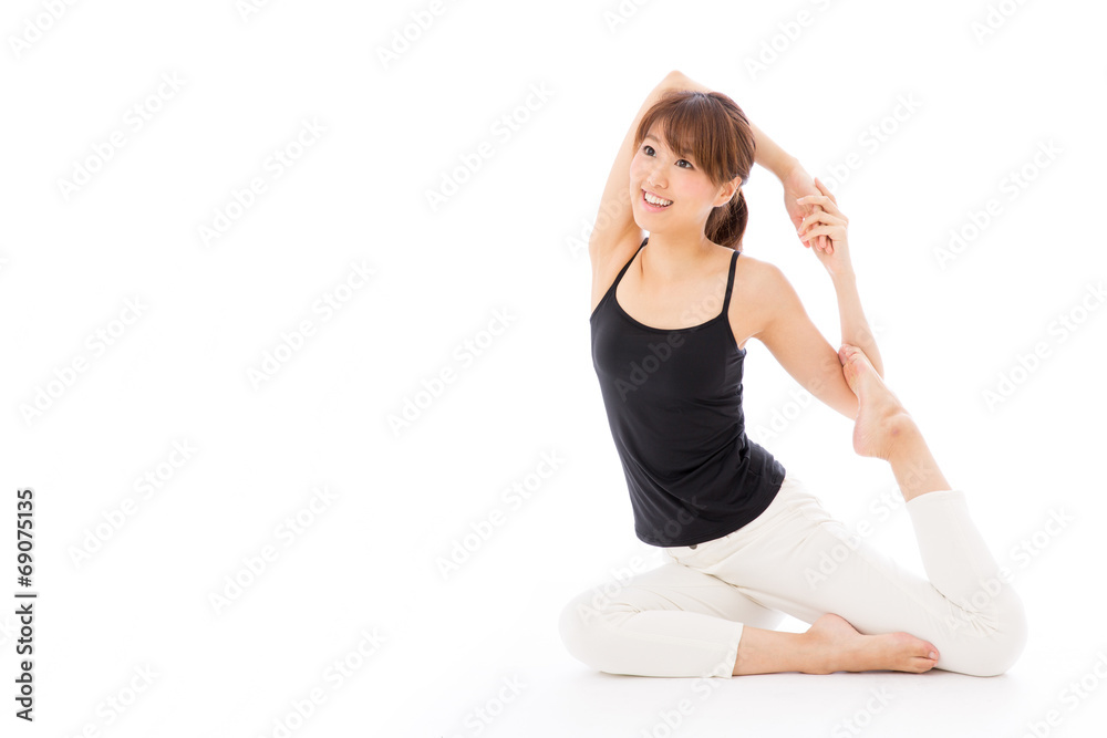 young asian woman exercise image on white background young asian woman exercise image on white background