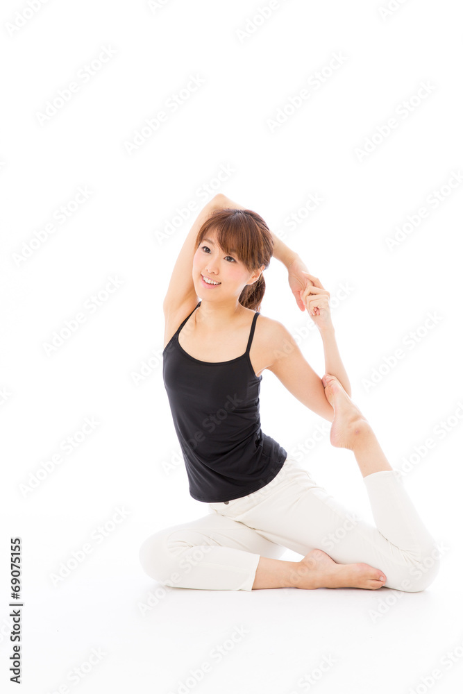young asian woman exercise image on white background young asian woman exercise image on white background