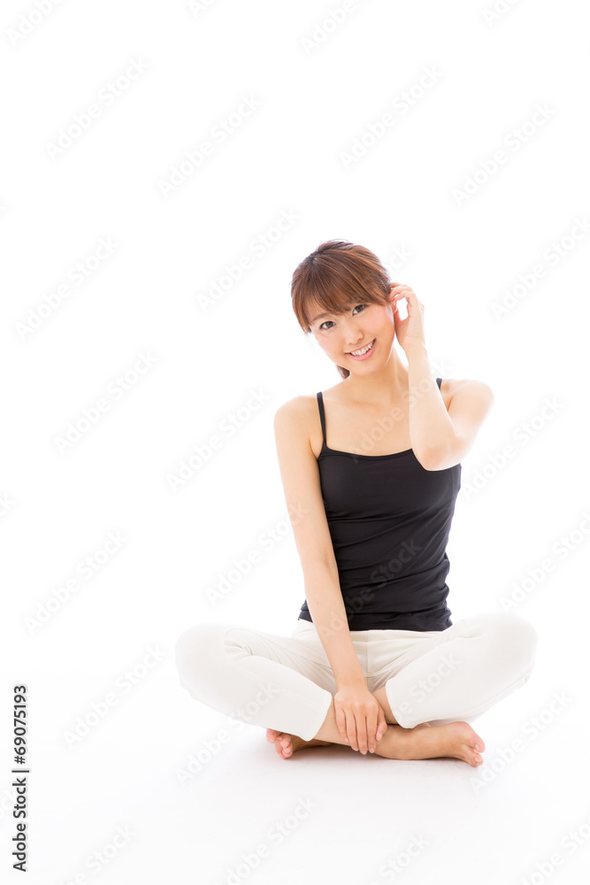young asian woman exercise image on white background young asian woman exercise image on white background