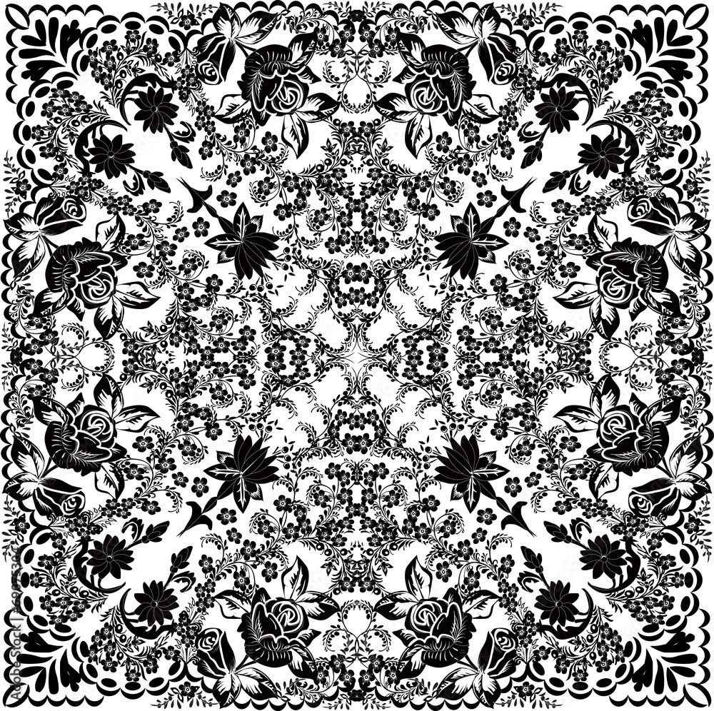 symmetrical decorated abstract black square