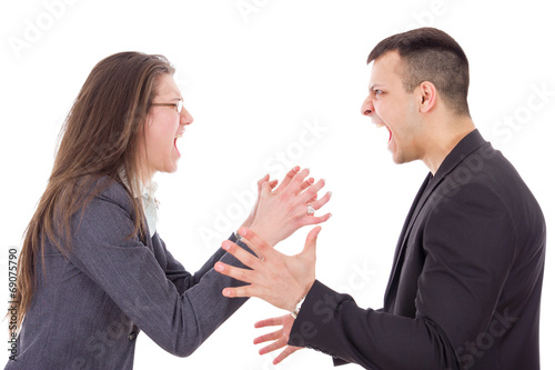 angry couple fighting and shouting at each other