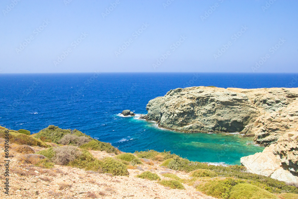 beautiful view of rocky cliff and transparent sea water on Crete beautiful view of rocky cliff and transparent sea water on Crete