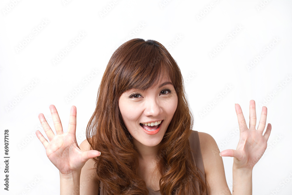 happy, smiling, beautiful, positive woman on white background happy, smiling, beautiful, positive woman on white background