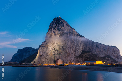 The rock of Gibraltar seen from the bay-side
