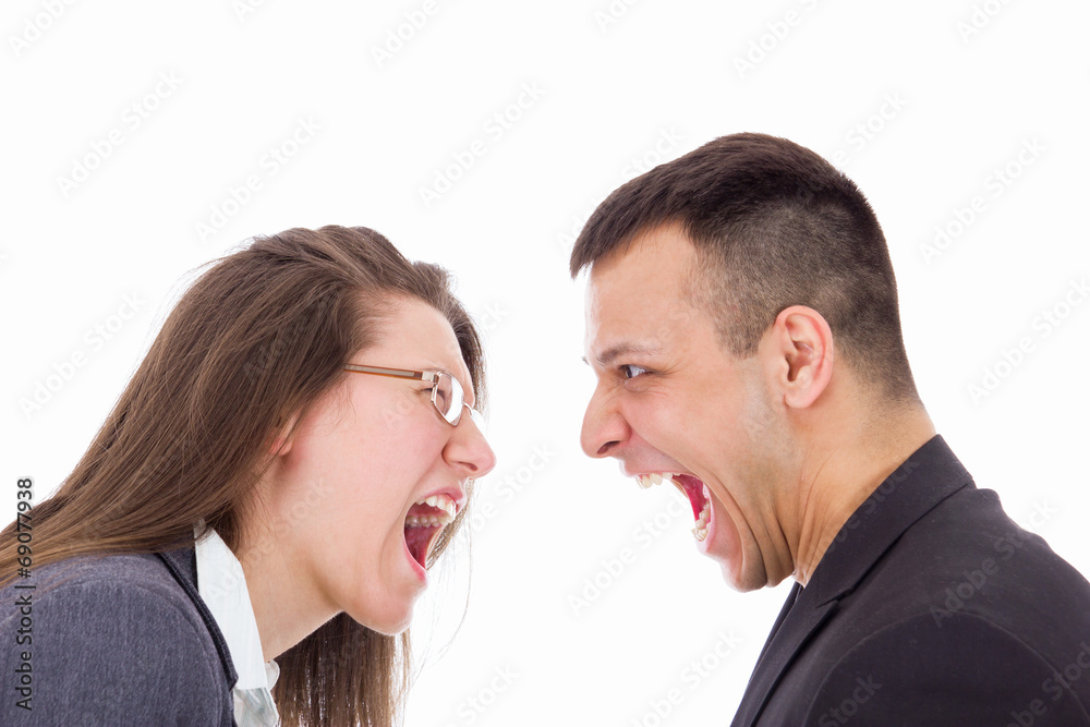 man and woman with love problems yelling at each other man and woman with love problems yelling at each other