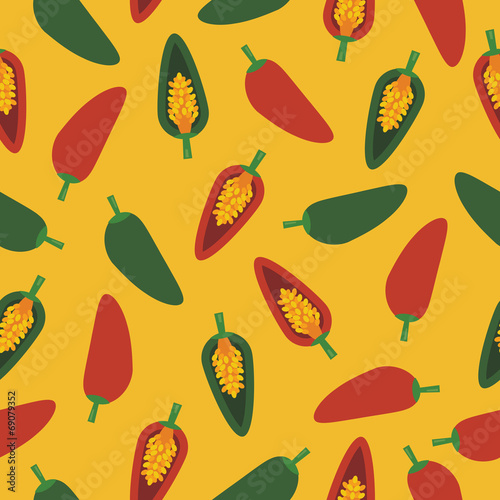 chili pepper seamless pattern vector red green chillies clipart on yellow background wallpaper
