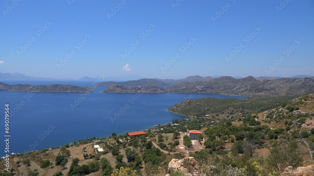 Amazing Turkish panorama with the Aegean Sea, 4K Amazing Turkish panorama with the Aegean Sea, 4K