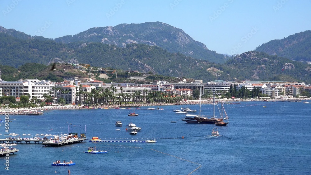 Panorama of southern resort. Marmaris, Turkey. 4k Panorama of southern resort. Marmaris, Turkey. 4k
