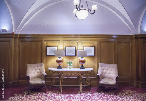 lobby room in classic hotel