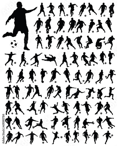 Silhouettes of football players 3, vector