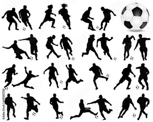 Silhouettes  of football players 2, vector