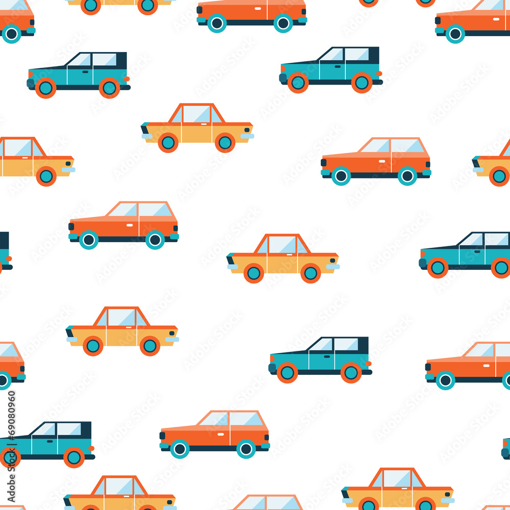 Lovely colorful cars seamless background pattern