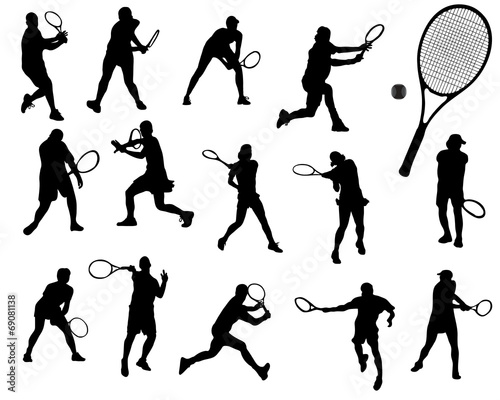 Silhouettes  of tennis players 4, vector