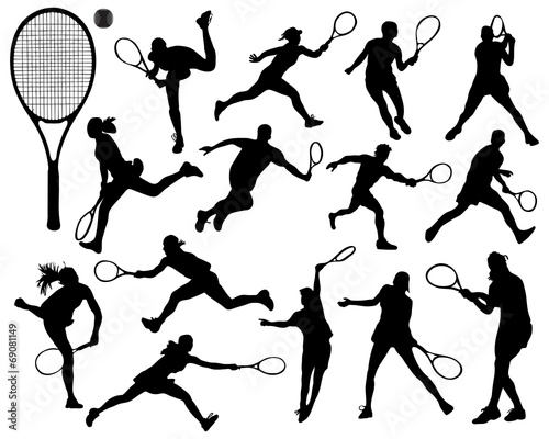 Silhouettes  of tennis players 2 , vector