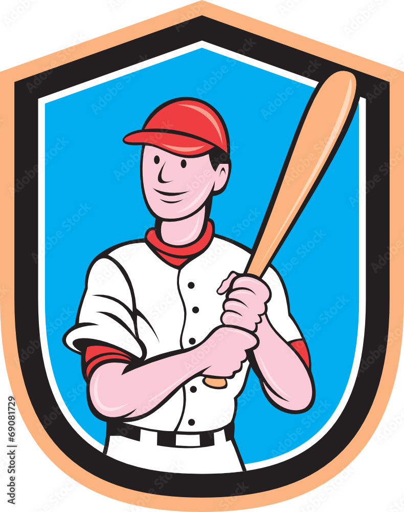 American Baseball Player Batting Cartoon Stock Vector by