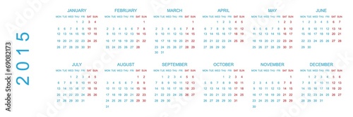 Calendar Illustration for the year of 2015