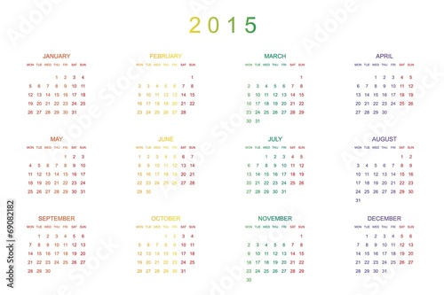 Calendar Illustration for the year of 2015