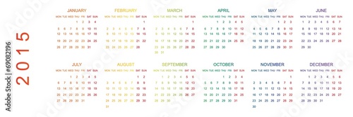 Calendar Illustration for the year of 2015