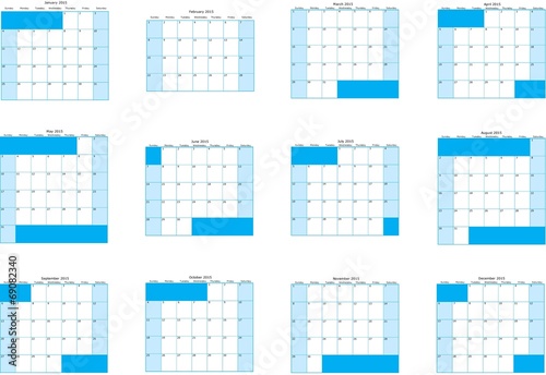 Calendar Illustration for the year of 2015