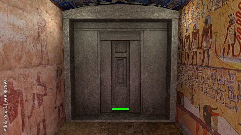 Animation of a tomb in ancient Egypt. Greenscreen
